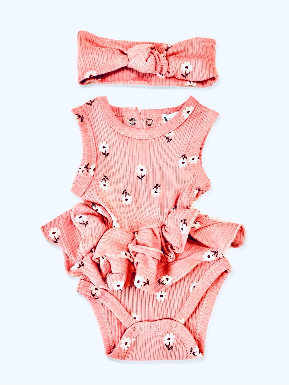 Rachel Zoe Baby Girl Floral Ruffle Romper & Headband 0-3M NWT